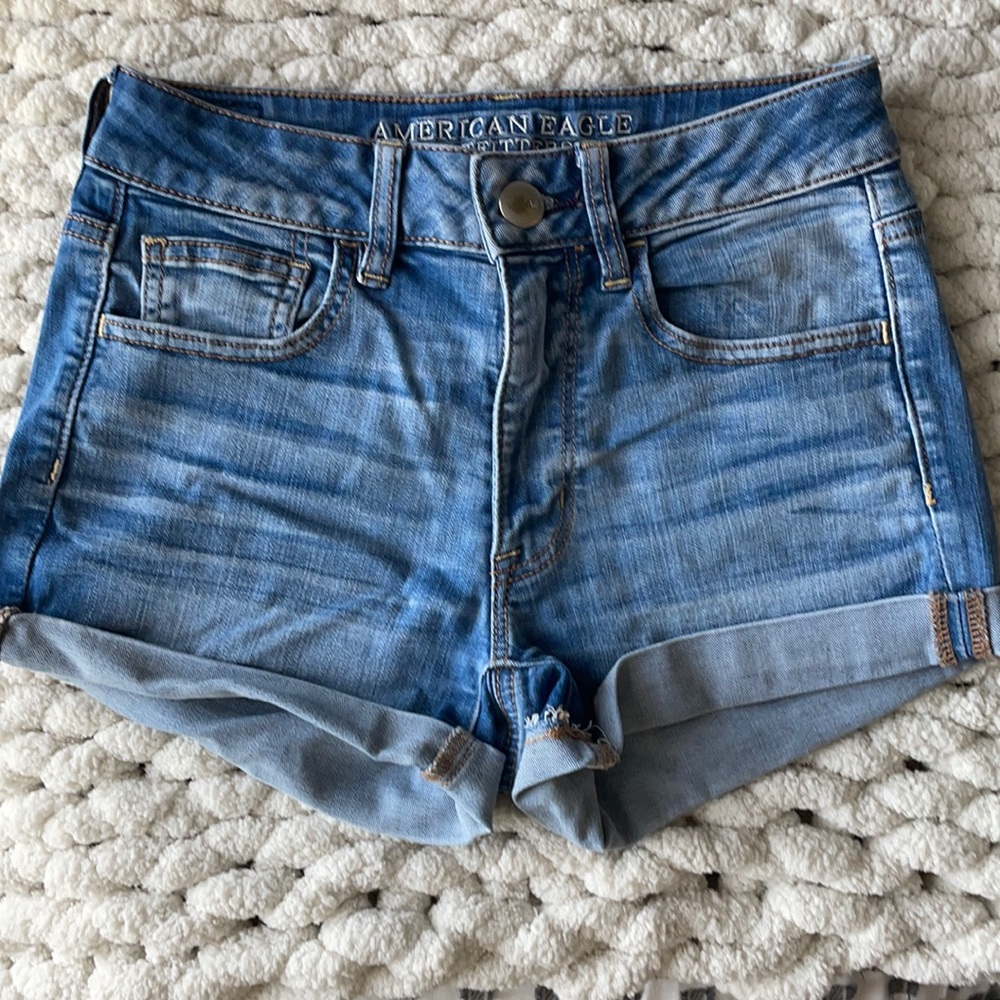 American Eagle high rise shortie jean shorts